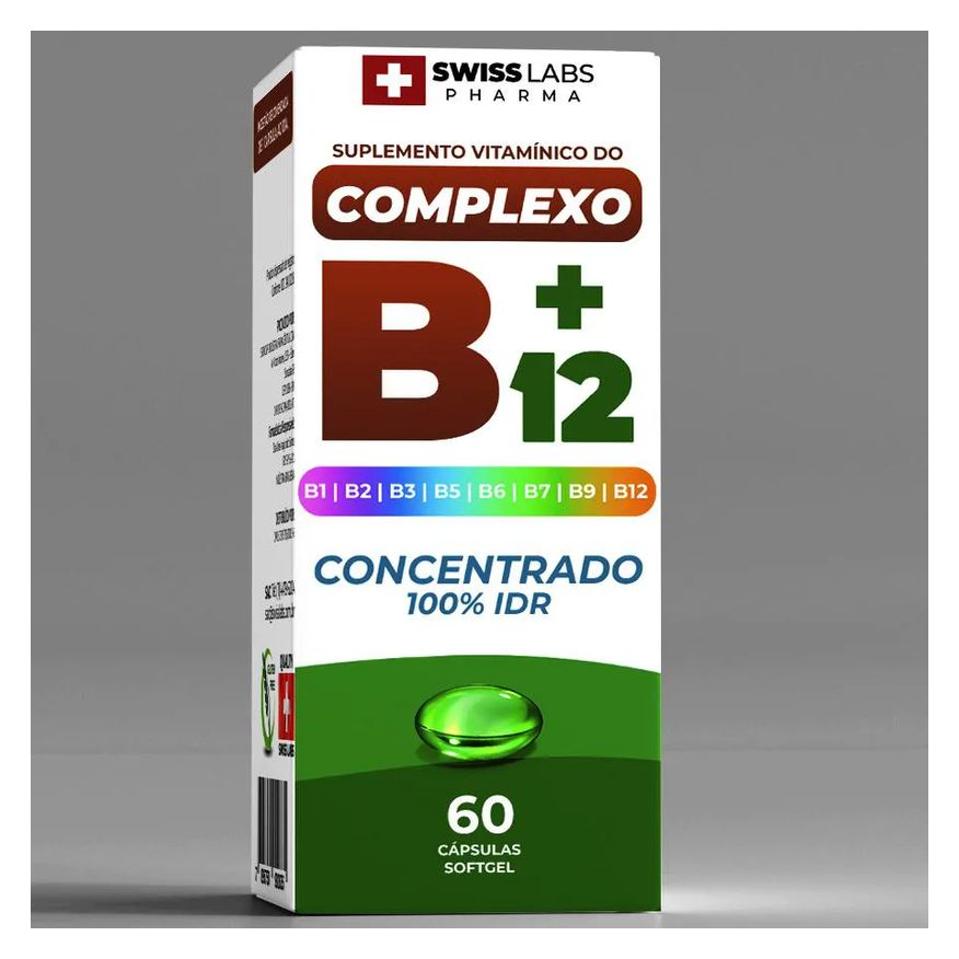 Swiss Labs Pharma Complexo B12 Concentrado 100% Idr C/ 60 cápsulas Swiss Labs