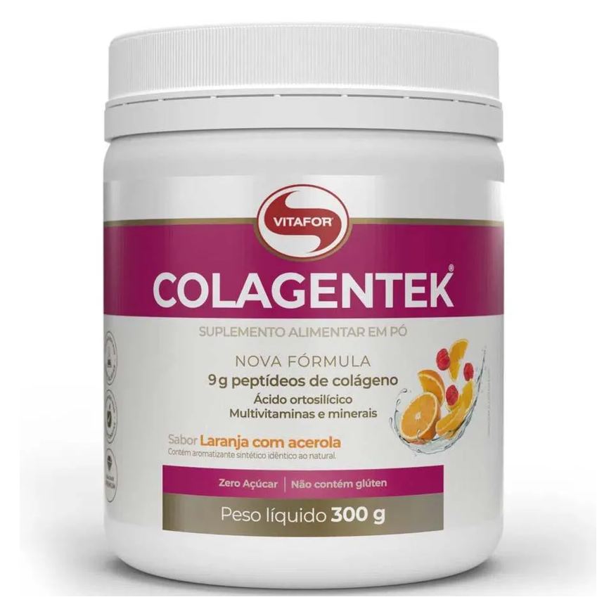 VITAFOR COLáGENO HIDROLISADO EM Pó COLAGENTEK 300g LARANJA