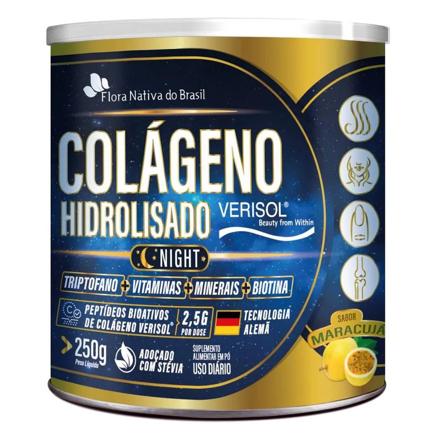 Flora Nativa Do Brasil Colágeno Verisol Night com L-triptofano 250g - Flora Nativa Maracujá