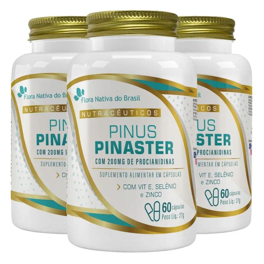 Flora Nativa Do Brasil Kit 3x Pinus Pinaster + Vitamina E, Selênio e Zinco 60 cápsulas - Flora Nativa