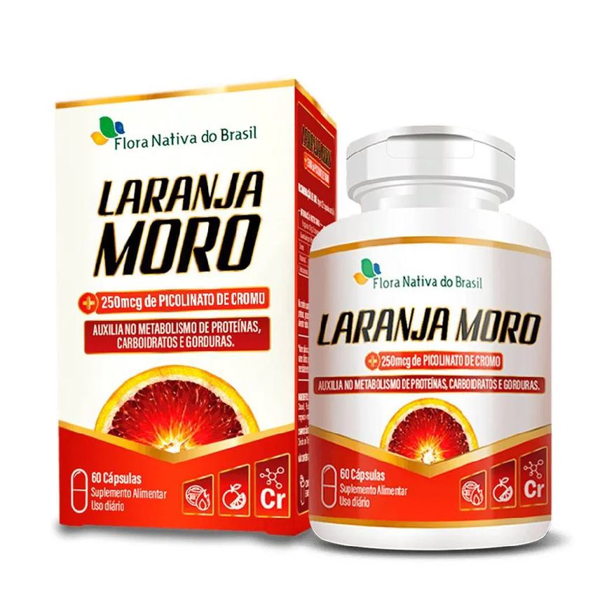 Flora Nativa Do Brasil Laranja Moro com Picolinato de Cromo 500mg 60 cápsulas - Flora Nativa