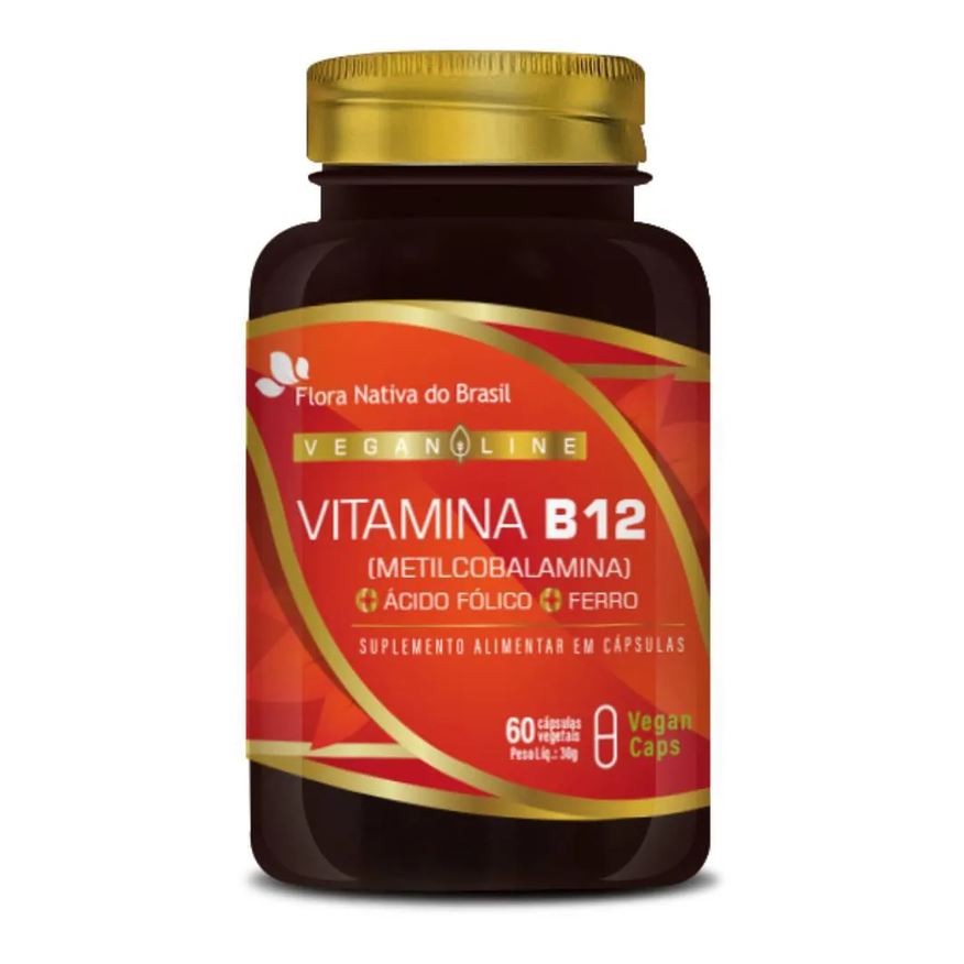 Flora Nativa Do Brasil Vitamina B12 + Ferro + Ácido Fólico 60 Vegan cápsulas - Flora Nativa