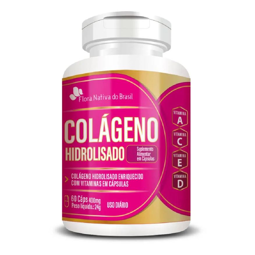 Flora Nativa Do Brasil Colágeno Hidrolisado com Vitaminas 60 cápsulas - Flora Nativa