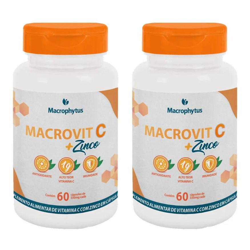Macrophytus Kit 2x Vitamina C 1000mg + Zinco 14mg 60 cápsulas
