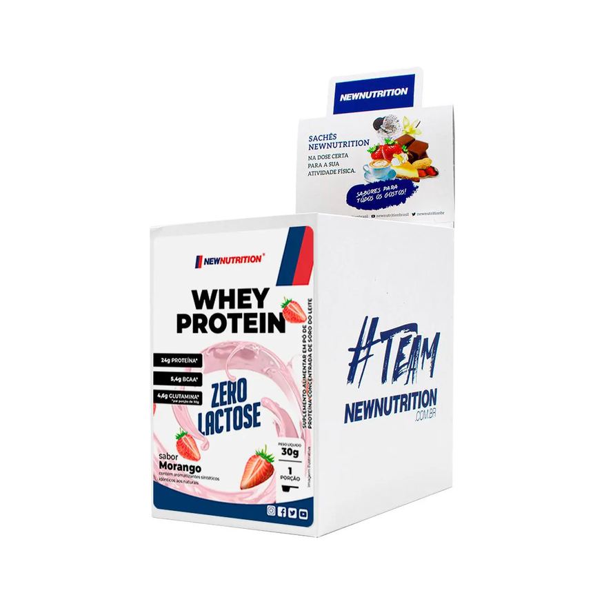 Newnutrition Whey Protein Zero Lactose Morango 30g 10 unidades