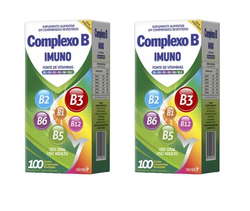 Airela 2 Complexo B B12 B1 B2 B3 B5 B6 B12 com 100 comprimidos