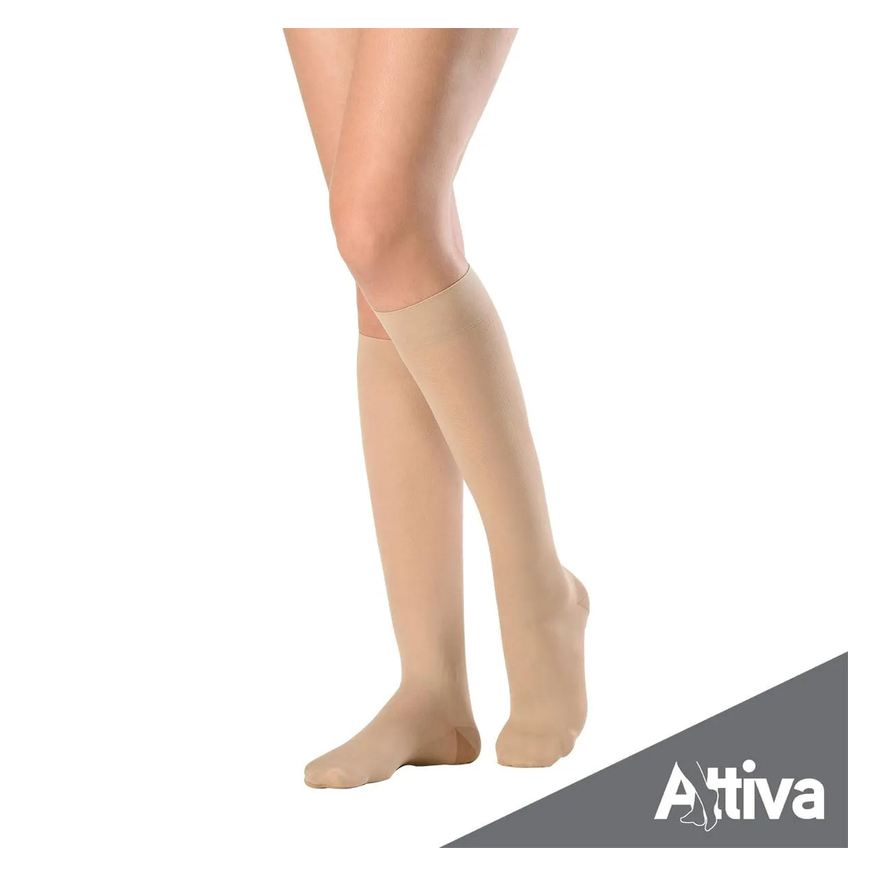 Attiva Meia ¾ Panturrilha Alta Compressao 20-30 Fem Fechada Natural P