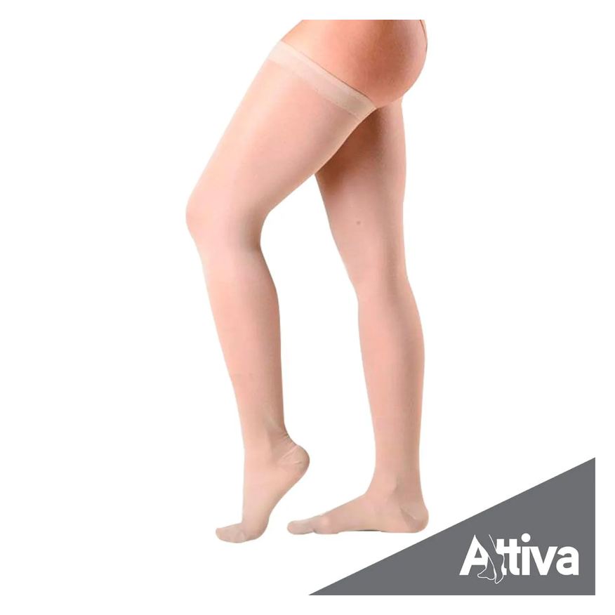 Attiva Meia Coxa 7/8 Alta Compressao 20-30 Fem Fechada Natural G
