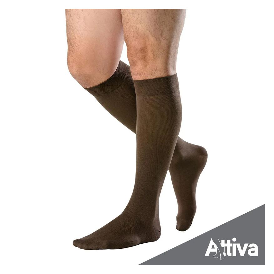 Attiva Meia ¾ Panturrilha Alta Compressao 20-30 Mas Fechada Marrom P