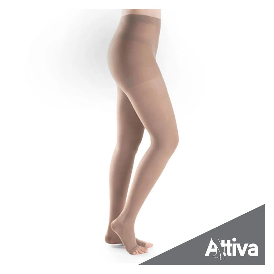 Attiva Meia Calca Alta Compressao 20-30 Fem Aberta Natural P