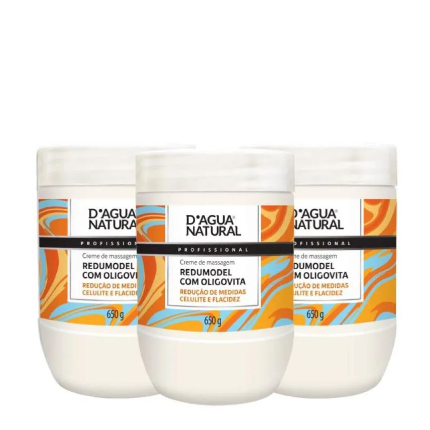 D'agua Natural Kit Creme de Massagem Redumodel com Oligovita 650g 3 unidades