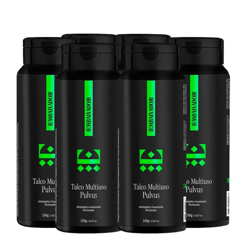 Embaixador Kit 06 Talco Multiuso Pulvus Menthol 100g