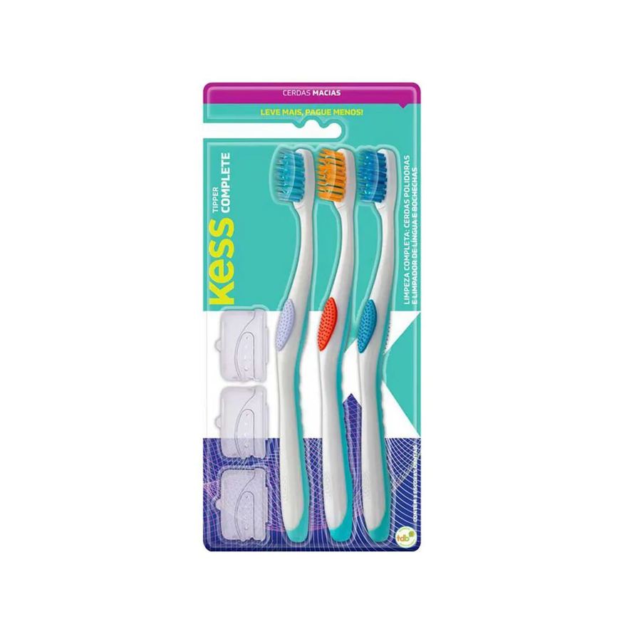 Kess Pack Escovas Dentais Complete Tipper Macia (3 Unidade