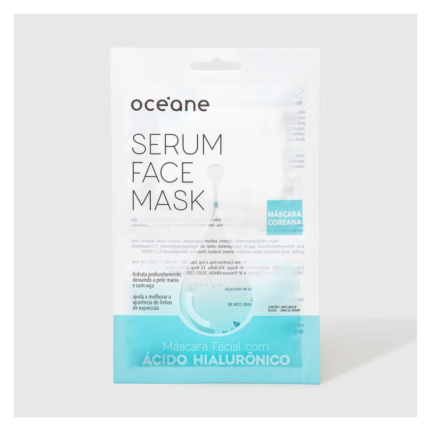 Océane Máscara Facial Com Ácido Hialurônico - Serum Face Mask 20ml