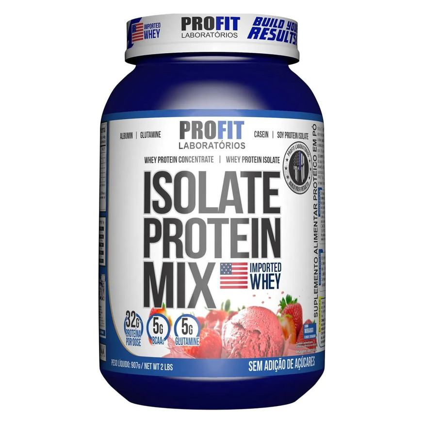 Profit Laboratório Proteína Isolada em Pó Profit Laboratórios Isolate Protein Mix Morango 907g
