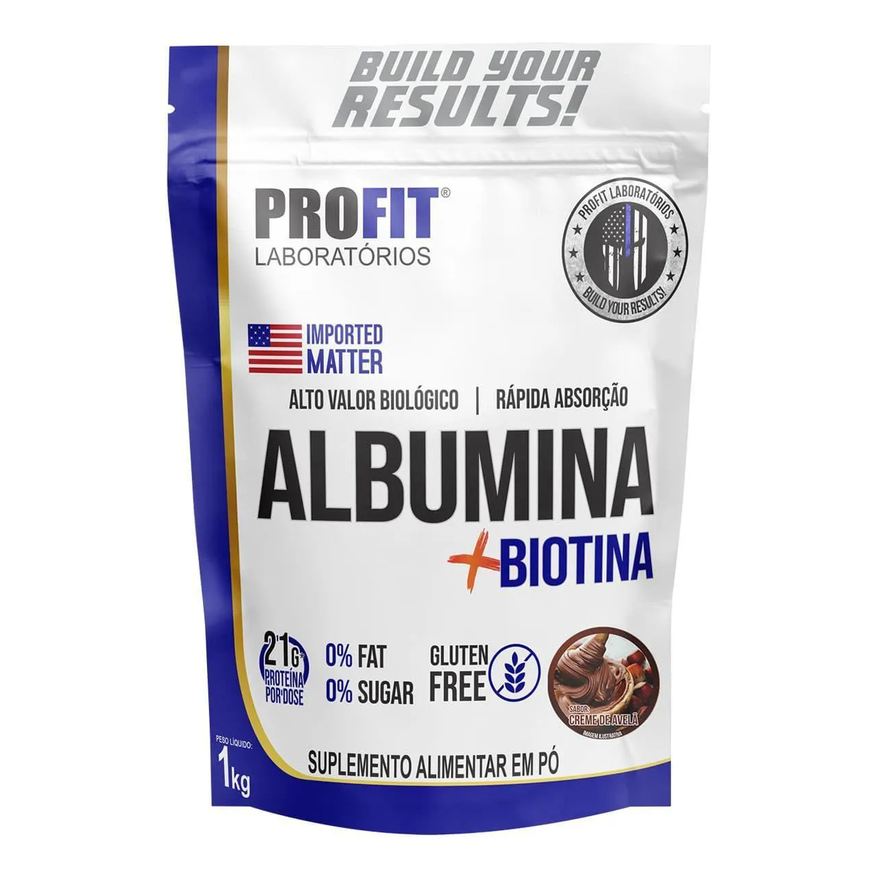 Profit Laboratório ALBUMINA + BIOTINA REFIL STAND-UP - 1000g CREME DE AVELã - PROFIT
