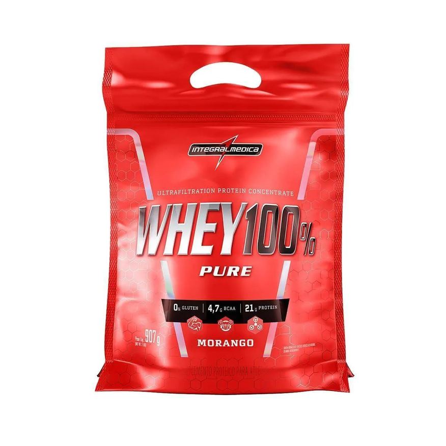 Integralmédica Whey 100% Pure - 907g Refil Morango