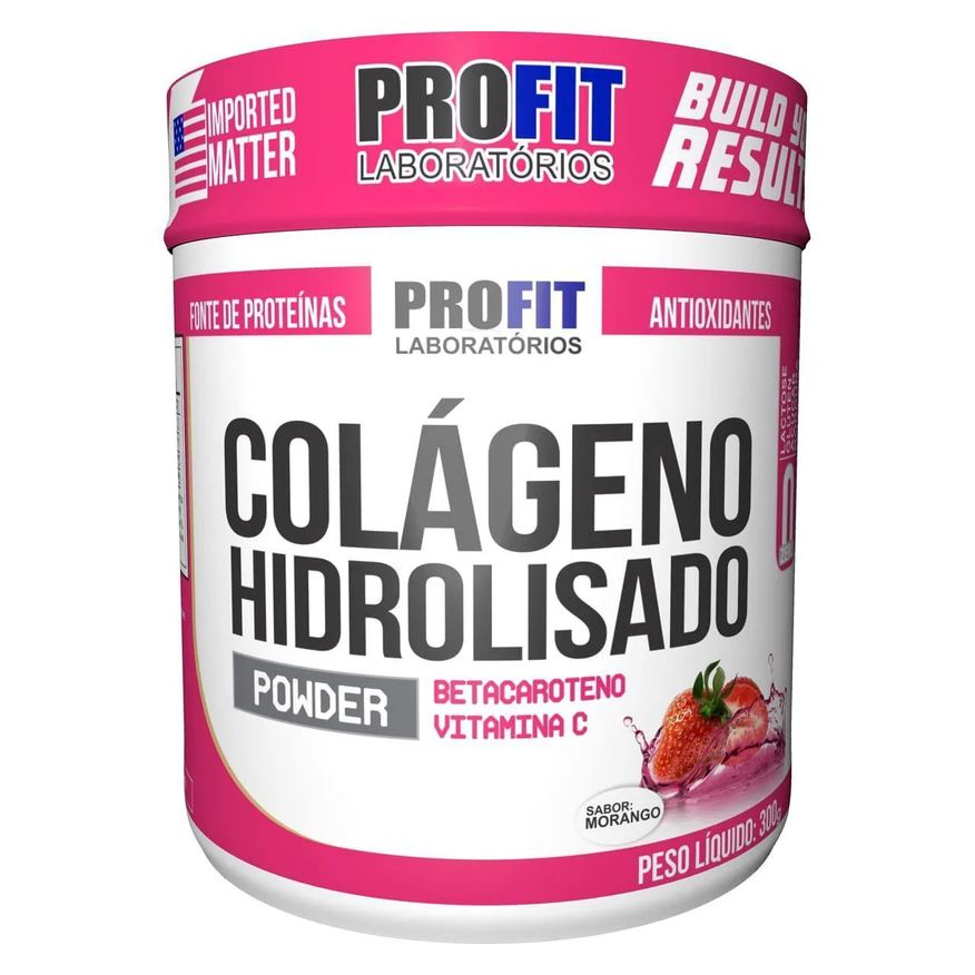 Profit Laboratório Colágeno Hidrolizado - 300g Morango - Profit