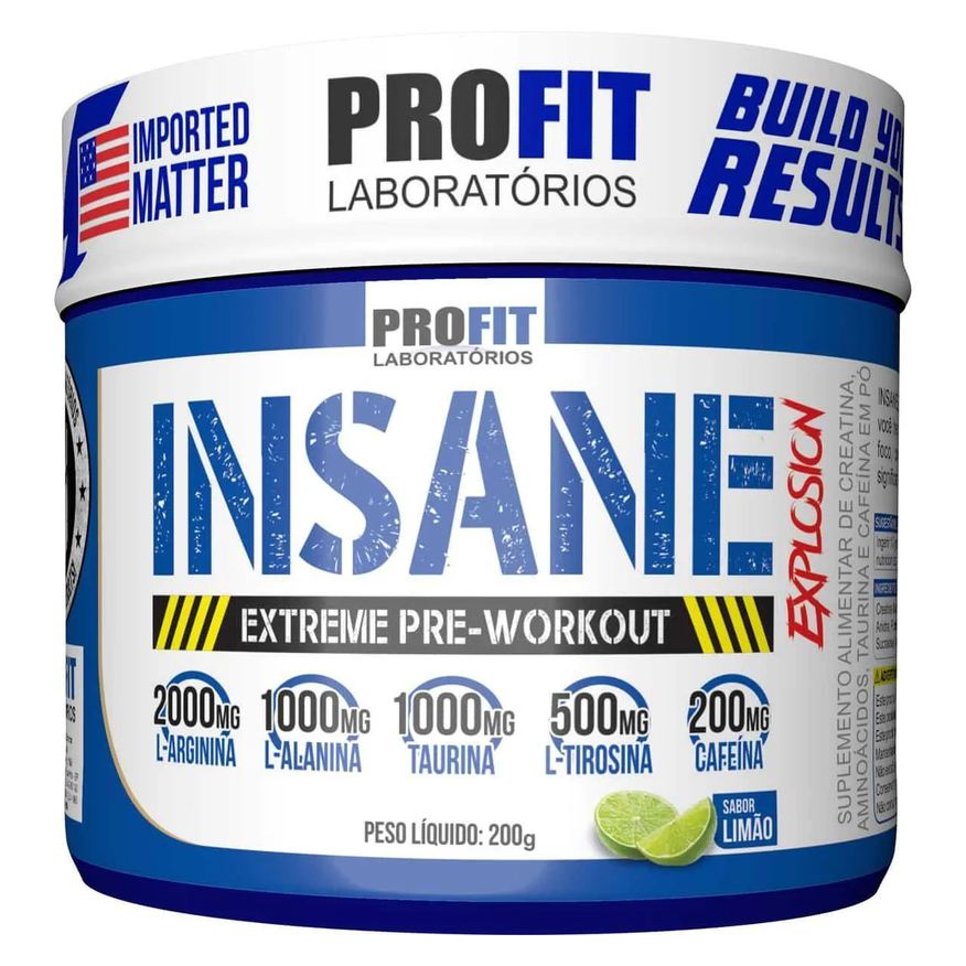 Profit Laboratório Pré-Treino Profit Laboratórios Insane Explosion Extreme Pre-Workout Limão 200g