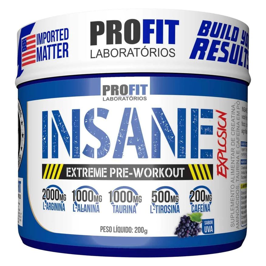Profit Laboratório Pré-Treino Profit Laboratórios Insane Explosion Extreme Pre-Workout Uva 200g