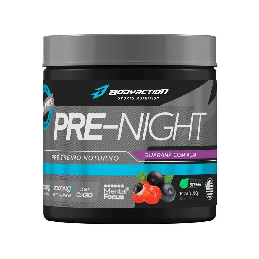 Body Action Pre-Night Pré Treino Noturno - 200g Guaraná com Açaí - Bodyaction