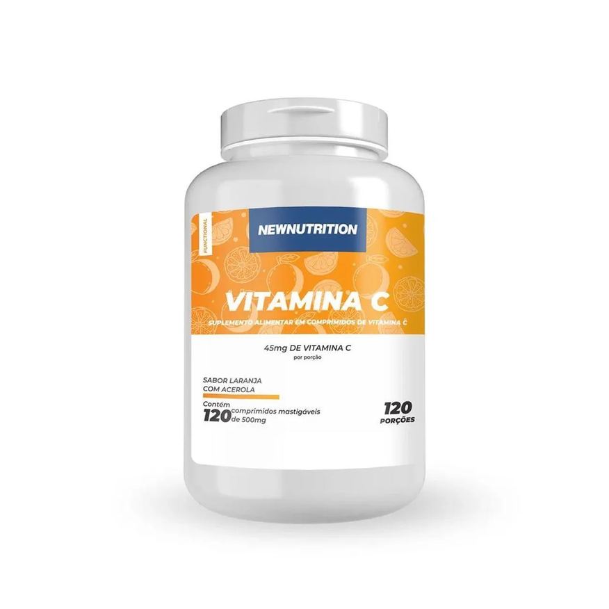 Newnutrition Vitamina C - 120 Comprimidos Mastigáveis Laranja com Acerola