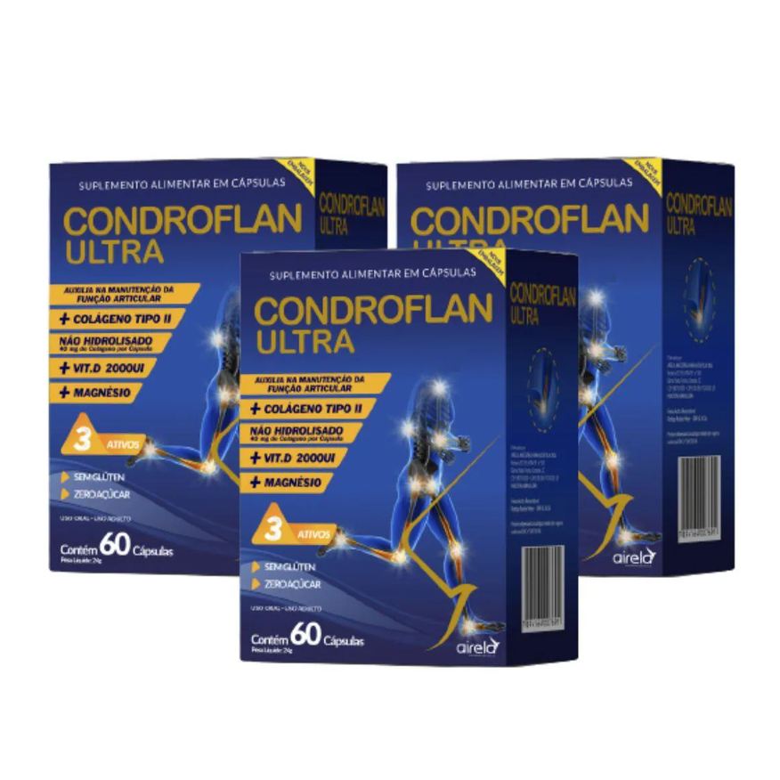 Airela Kit Suplemento Condroflan Ultra 60 Cápsulas 3 Unidades