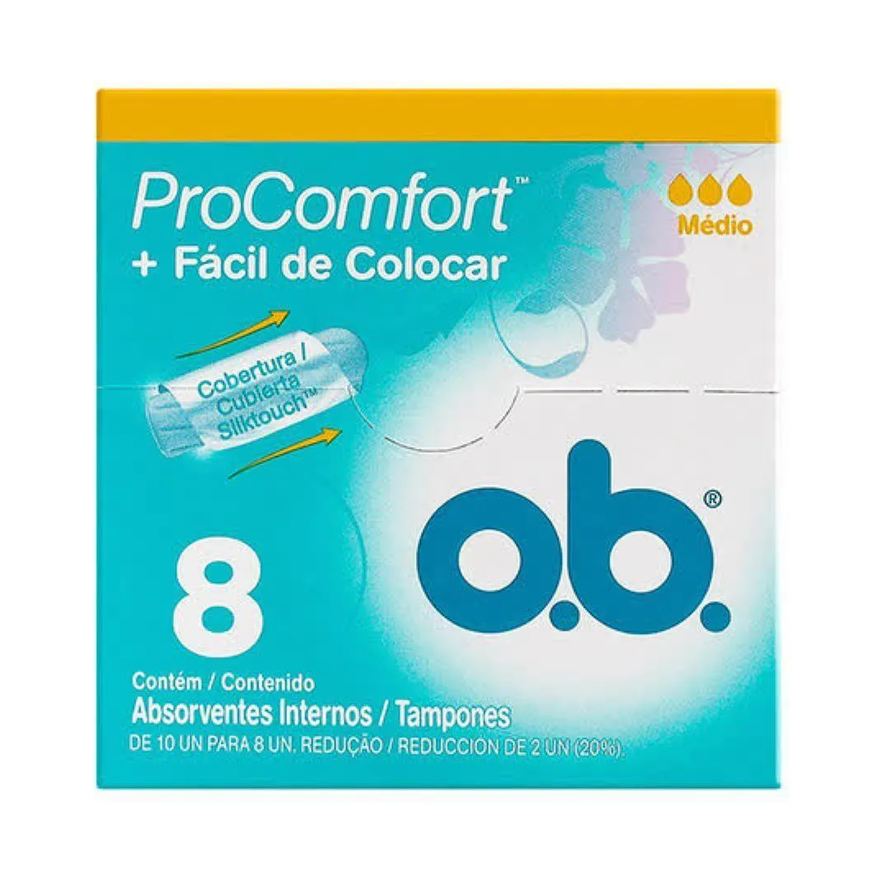 Genfibrozila ABSORVENTE INTERNO O.B. PROCOMFORT MéDIO 8 UNIDADES