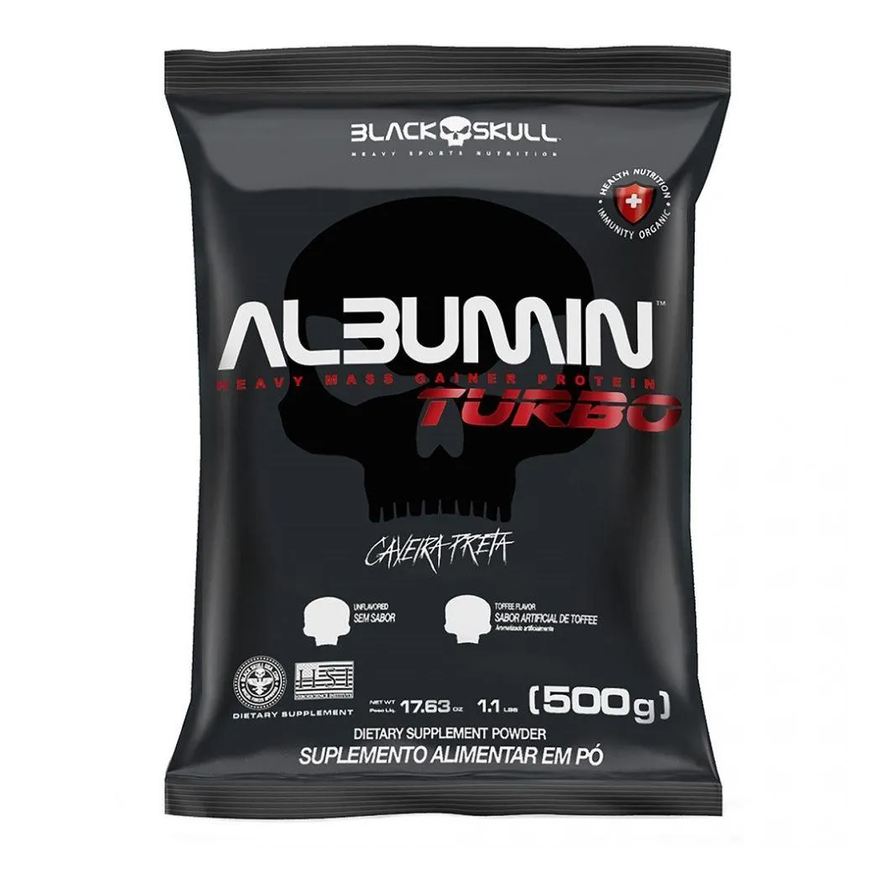 Black Skull Albumin Turbo Refil (500g) - Sabor: sem Sabor