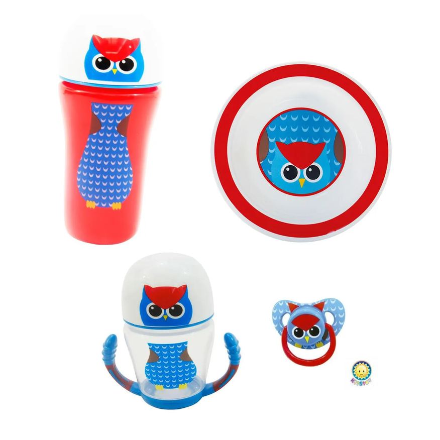 Kitstar Kit Refeição Infantil com Prato Copo e Chupeta Red