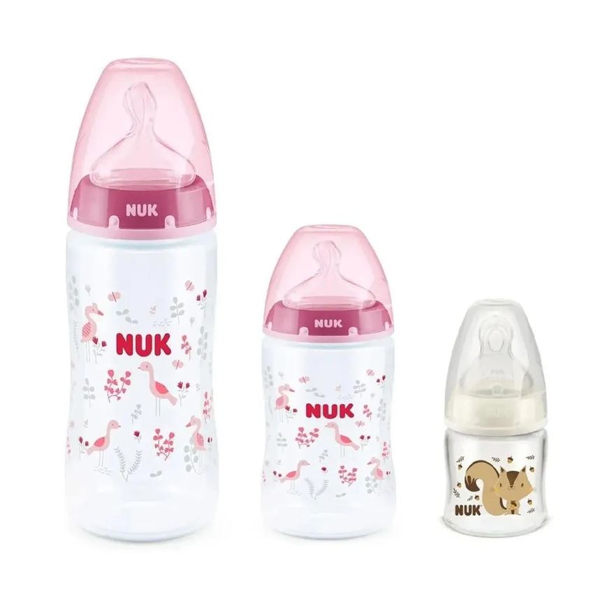 Nuk Kit 3 Mamadeiras Starter Rosa 90/150/300ml First Choice