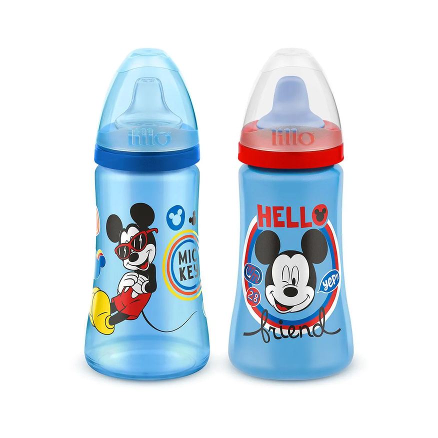 Lillo Kit 2 Copos Colors Bico de Silicone Disney Mickey Azul