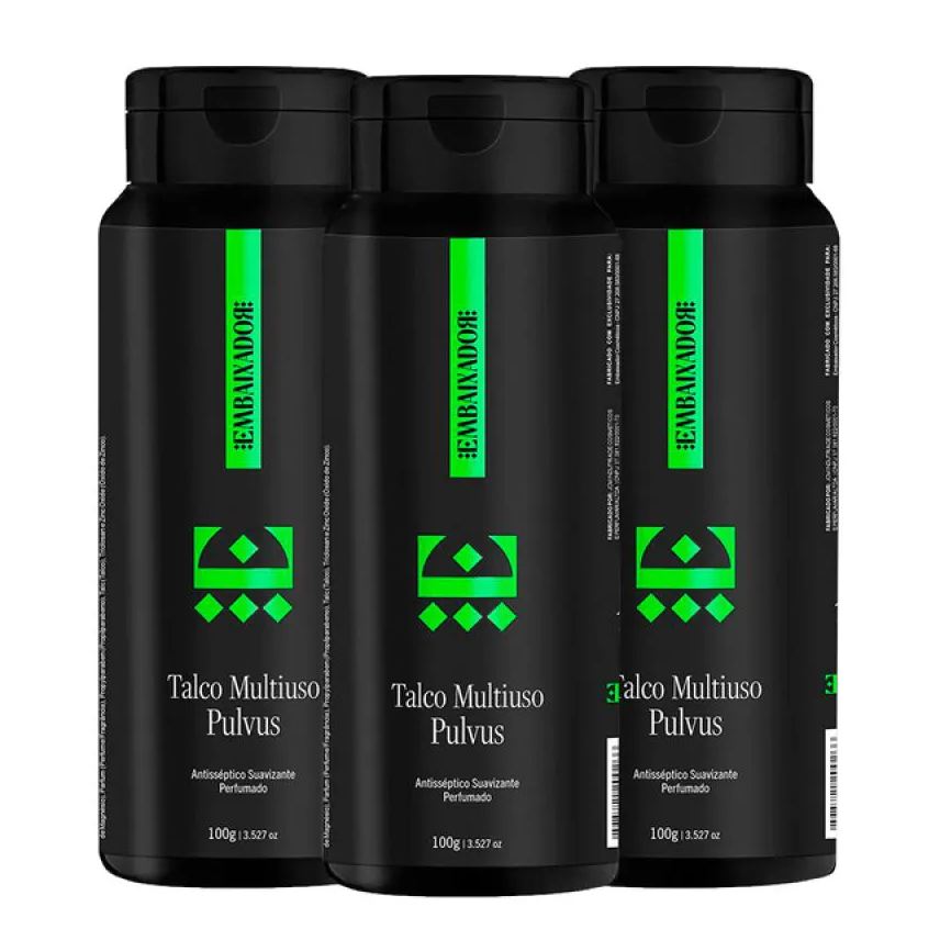 Embaixador Kit 03 Talco Multiuso Pulvus Menthol 100g