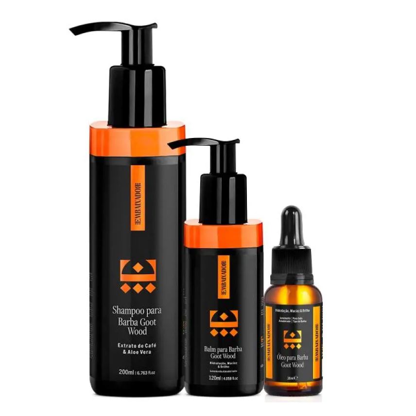 Barba Kit Goot Wood - Óleo + Balm + Shampoo Barba Embaixador 200ml