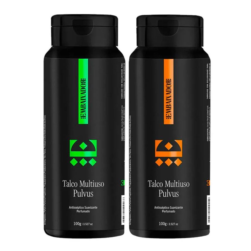 Embaixador Kit 01 Talco Multiuso Pulvus + 01 Pulvus Menthol 100g