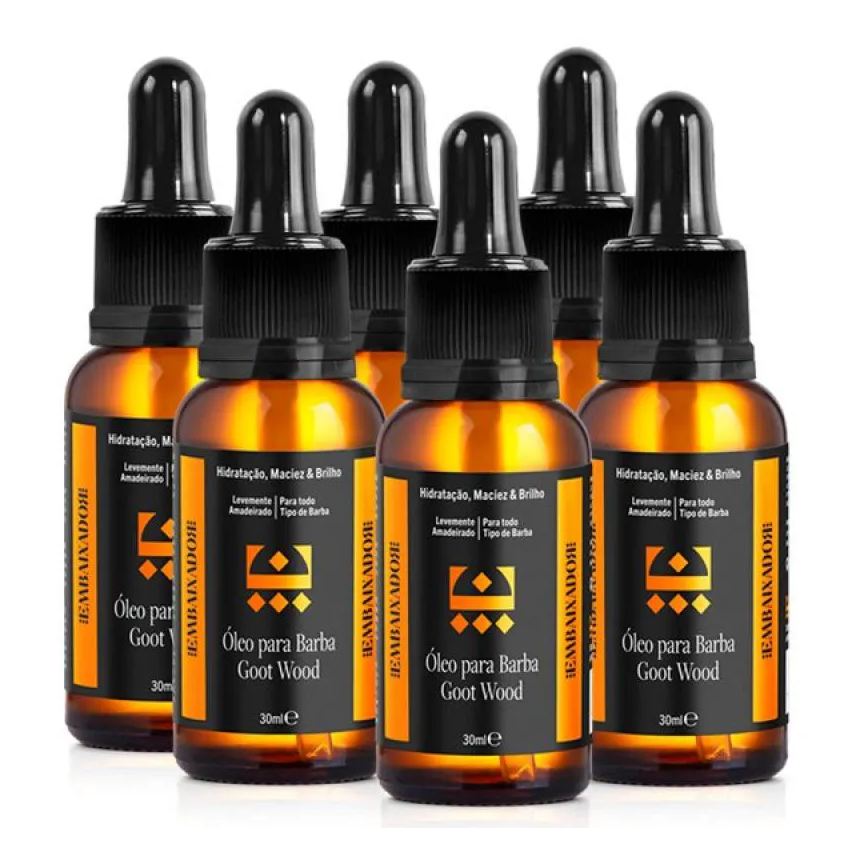Embaixador Kit 6 Óleo Hidratante para Barba Goot Wood 30ml