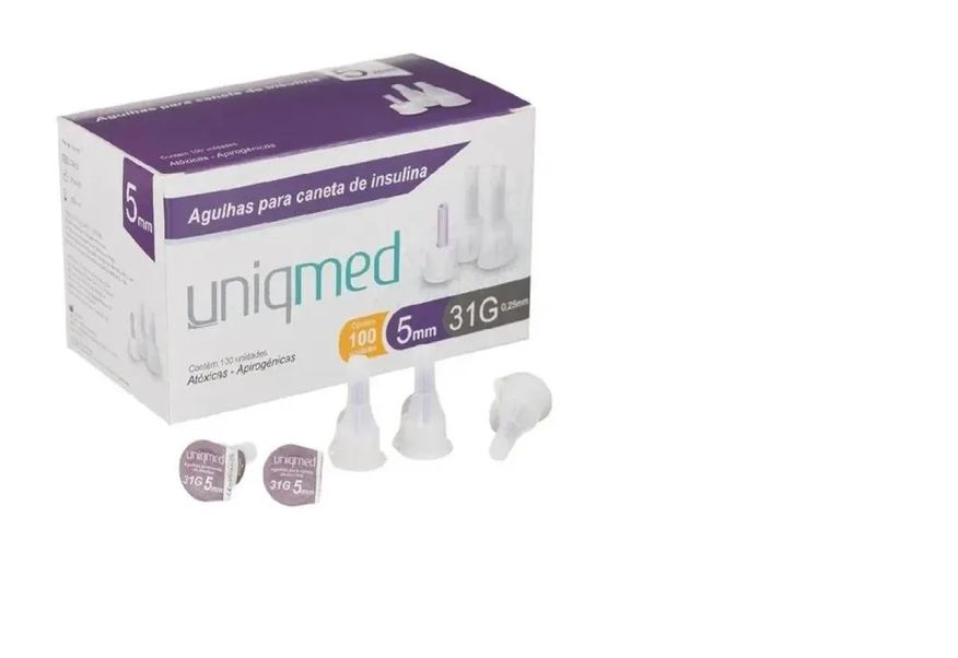 Uniqmed Agulha para Caneta de Insulina 5mm X 31g - 100un