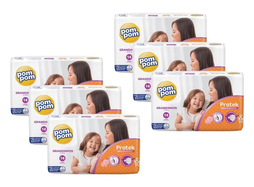 Pom Pom Kit 6 Fraldas Protek Jumbo G com 14un cada