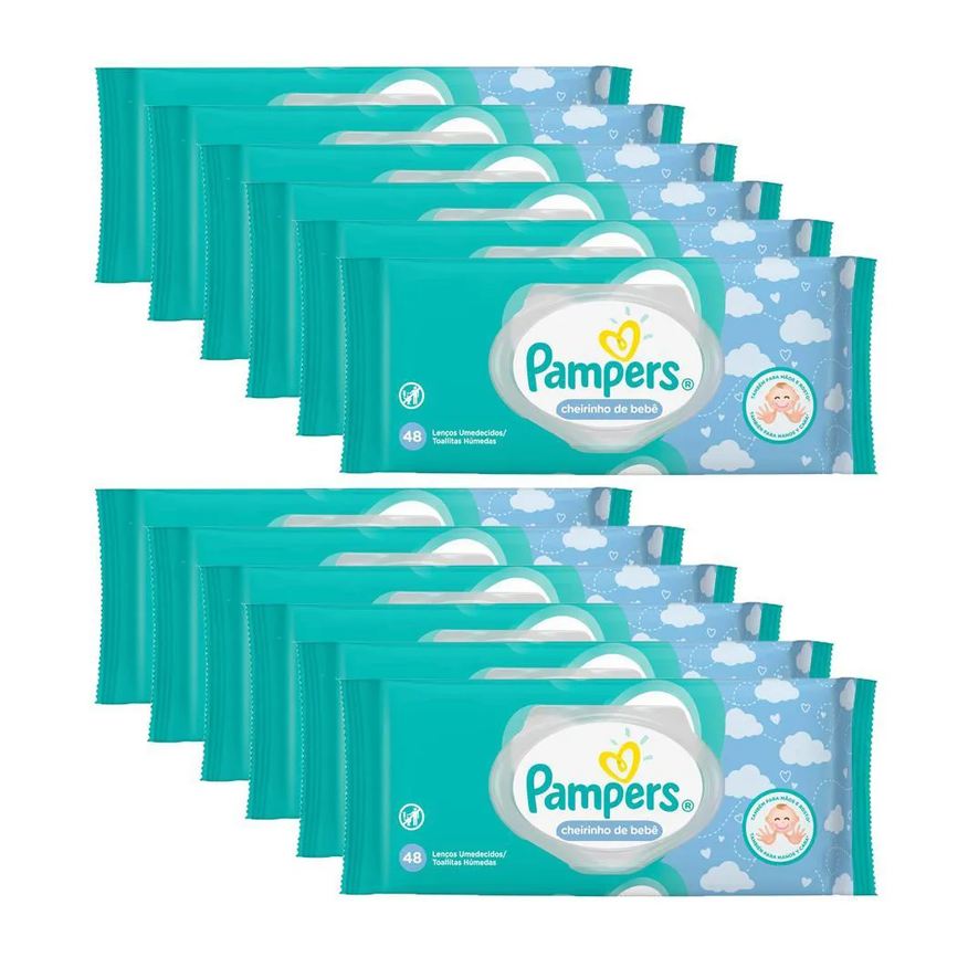 Pampers Kit com 12 Toalhinhas Umedecidas Regular c/ 48