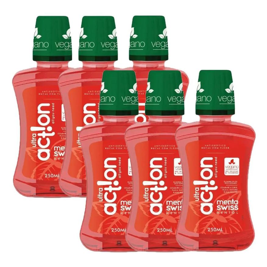 Ultra Action Kit 6 Antissépticos Bucal Menta Swiss 250ml