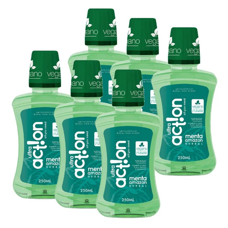 Ultra Action Kit 6 Enxaguante Bucal Amazon Menta 250ml