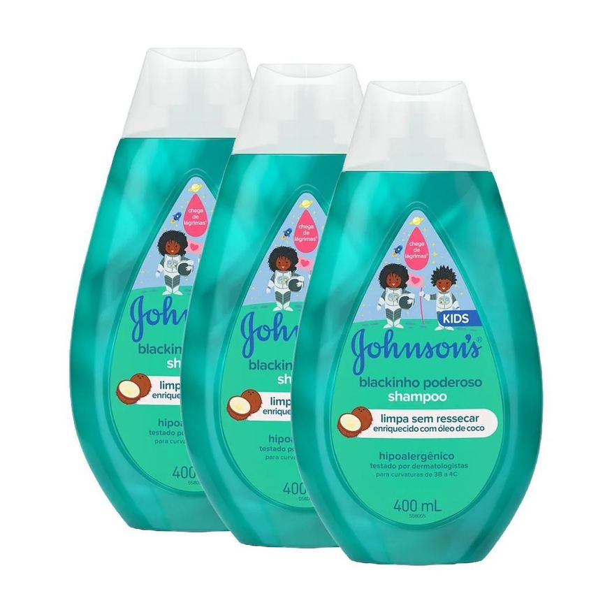 Johnson's Baby Kit 3 Shampoos Infantis Blackinho Poderoso 400ml Cada