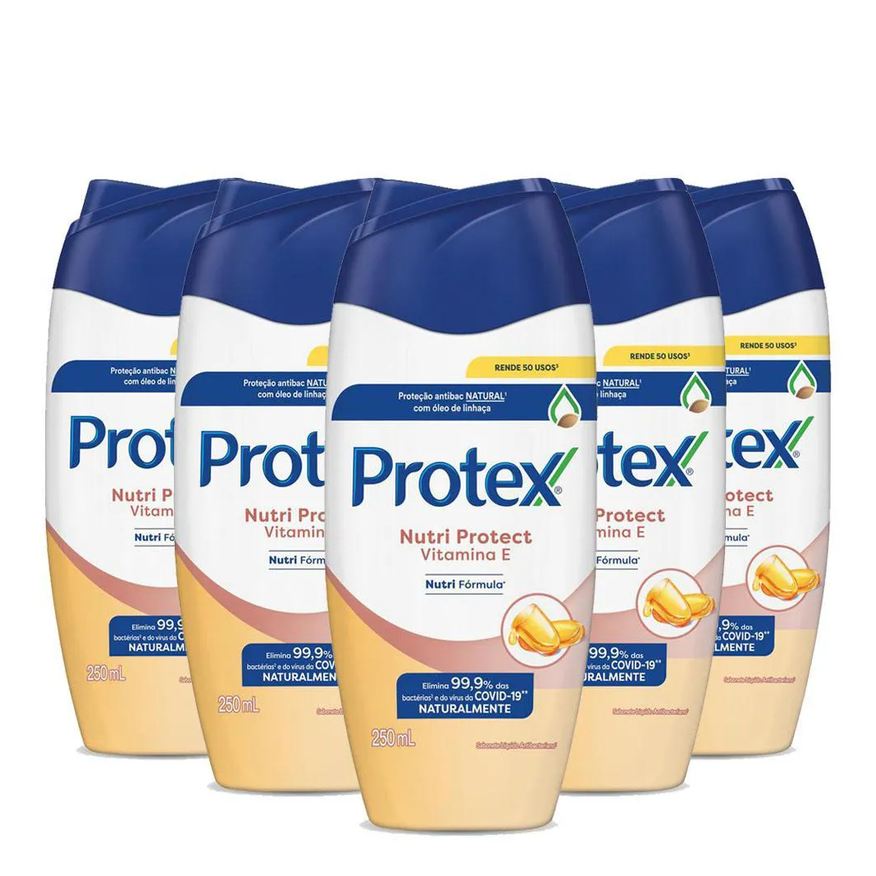 PROTEX KIT 5 SABONETES LíQUIDO NUTRI PROTECT VITAMINA E 250ml