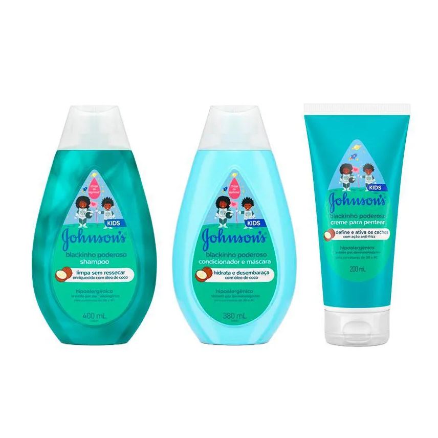 Johnson's Baby Kit Blackinho Poderoso Shampoo + Condicionador + Creme para Pentear