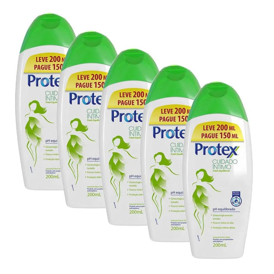 Protex Kit 5 Sabonetes Líquido Íntimo Fresh Equilibrium Leve 200ml Pague 150ml