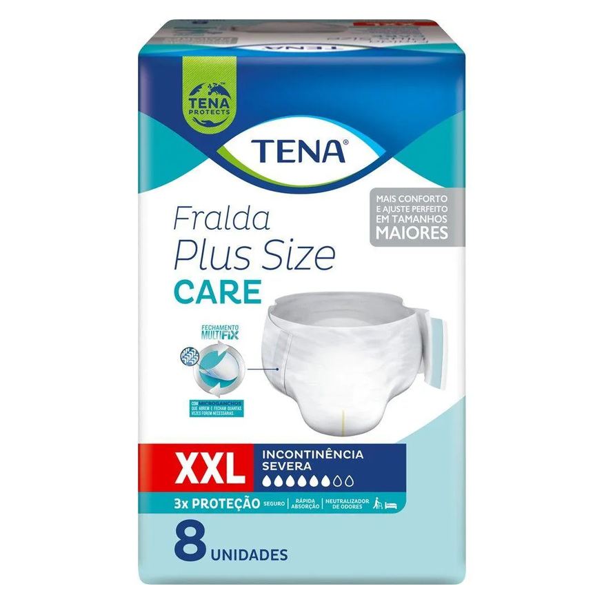 Tena Fralda Geriátrica Plus Size Care XXL com 8un