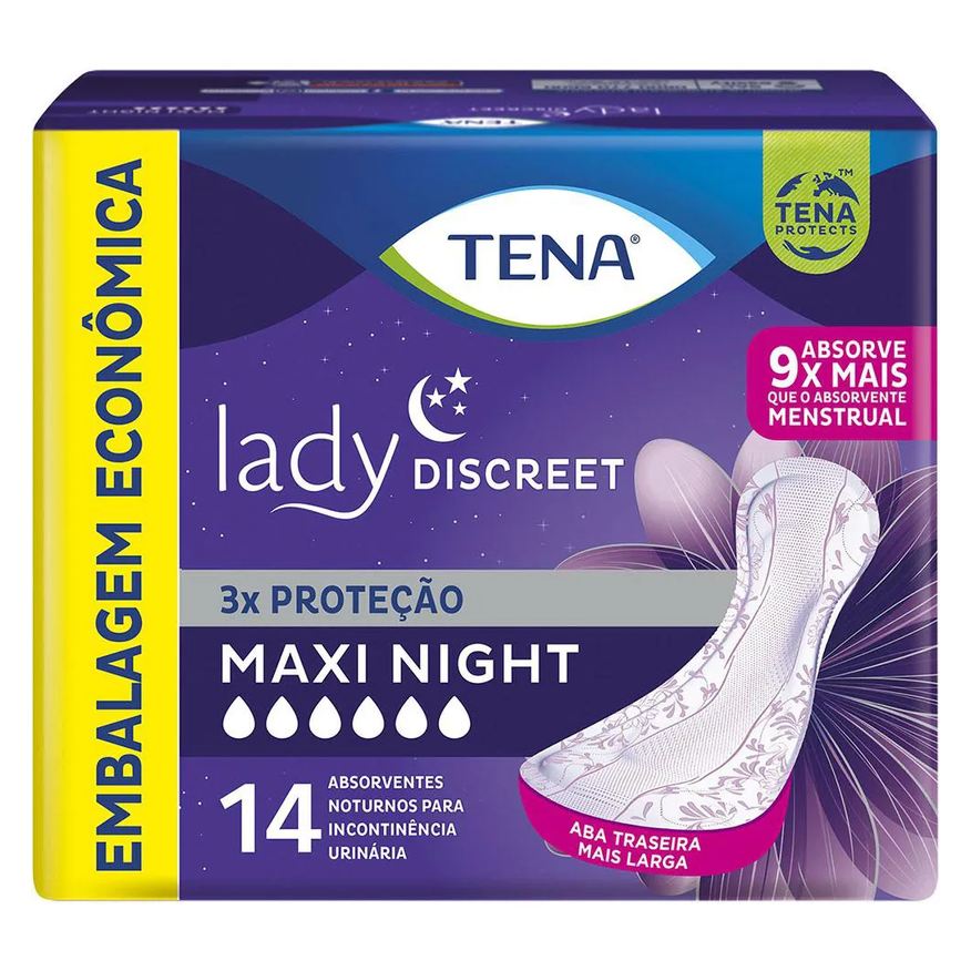 Tena Absorvente para Incontinência Urinária Lady Discreet Noturno Feminino Absorção Intensa 14 unidades