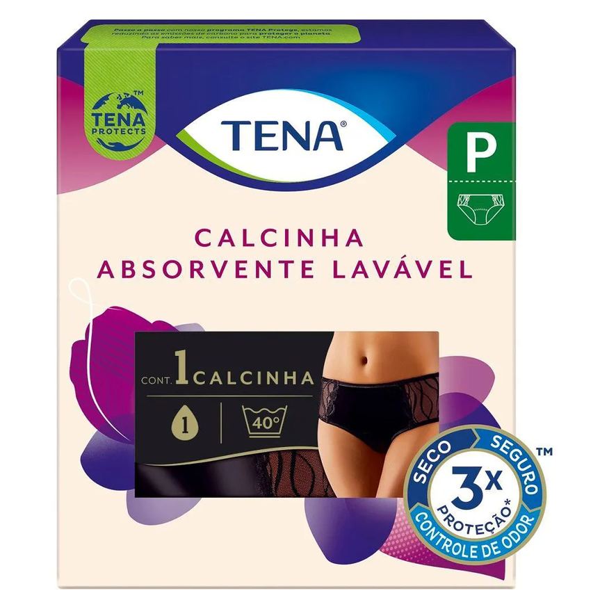 Tena Calcinha Absorvente Lavável para Incontinência Urinária Preta Tamanho P