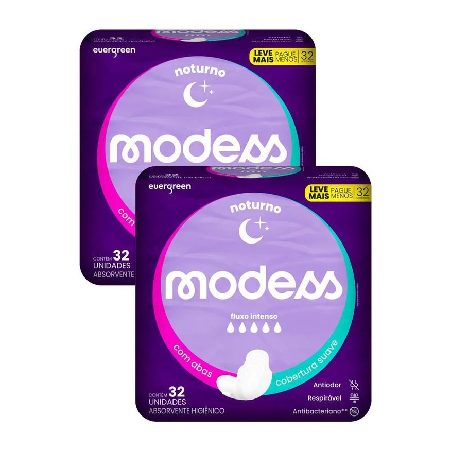 Modess Kit 2 Absorventes Noturno com Abas 32un Cada