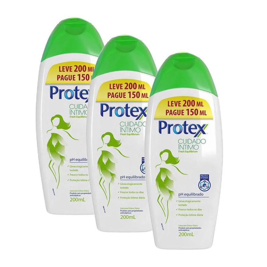 Protex Kit 3 Sabonetes Líquido Íntimo Fresh Equilibrium Leve 200ml Pague 150ml